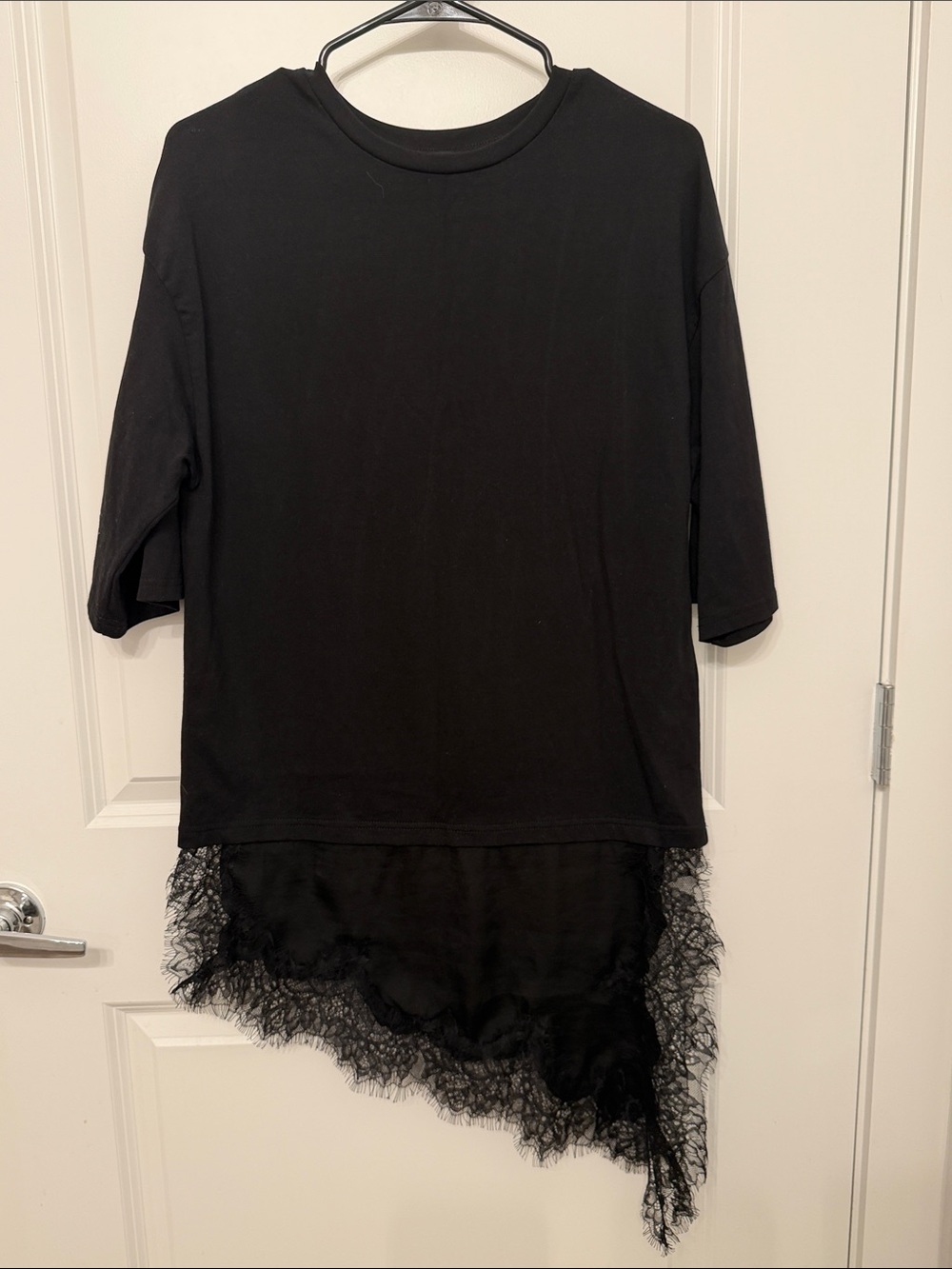 Zara Black Lace Hem Top Size S